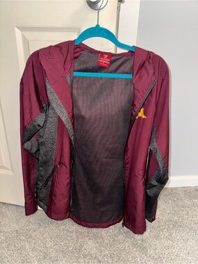 Colosseum Maroon and Gray Hooded Utility Jacket
